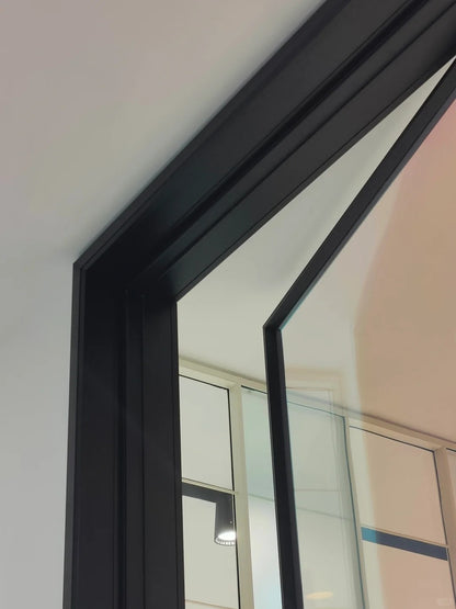 Rothnow® Aluminum Door from 16x45 Series with neon glass, white finish, pivot design, and clear glass panel, 820mm wide by 2220mm high.