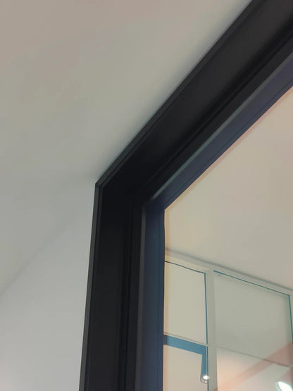 Rothnow Aluminum Door 16x45 Series pivot door with clear glass and white frame, part of the Neon Glass Series.