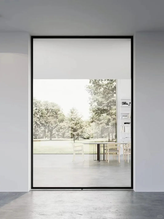 Rothnow® Aluminum Pivot Door in white with clear glass, 16x45 series, oversized design, 820mm W x 2220mm H.