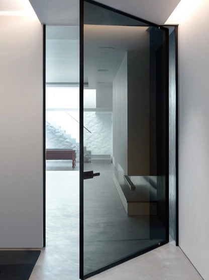Rothnow aluminum pivot door with clear glass skin, white finish, 16x45 series, oversized design, 820mm W x 2220mm H