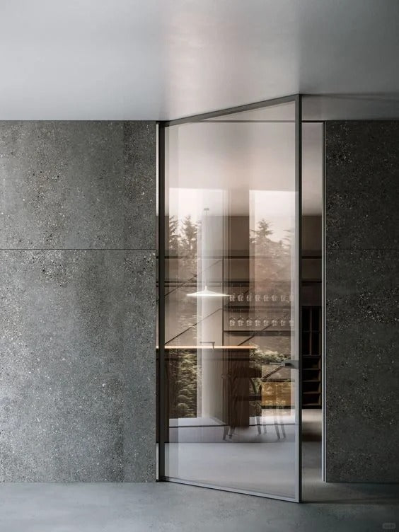 Rothnow® Aluminum Pivot Door in white with clear glass, 16x45 series, oversized design, 820mm wide by 2220mm high.