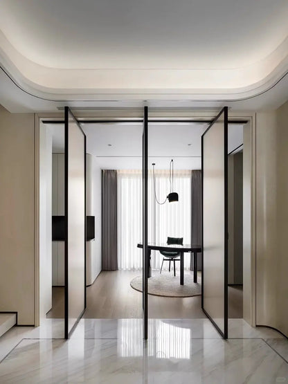 Rothnow Aluminum Pivot Door with clear glass, 16x45 Series, white finish, measuring 820mm by 2220mm with 150mm width, part of Partitions Series