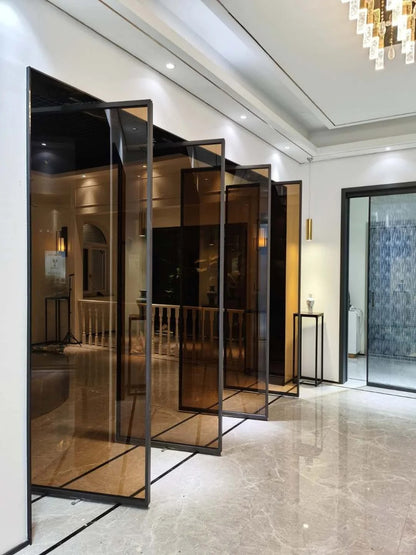 Rothnow Aluminum Door 16x45 Series pivot door with clear tea glass and white frame, measuring 820mm W x 2220mm H.