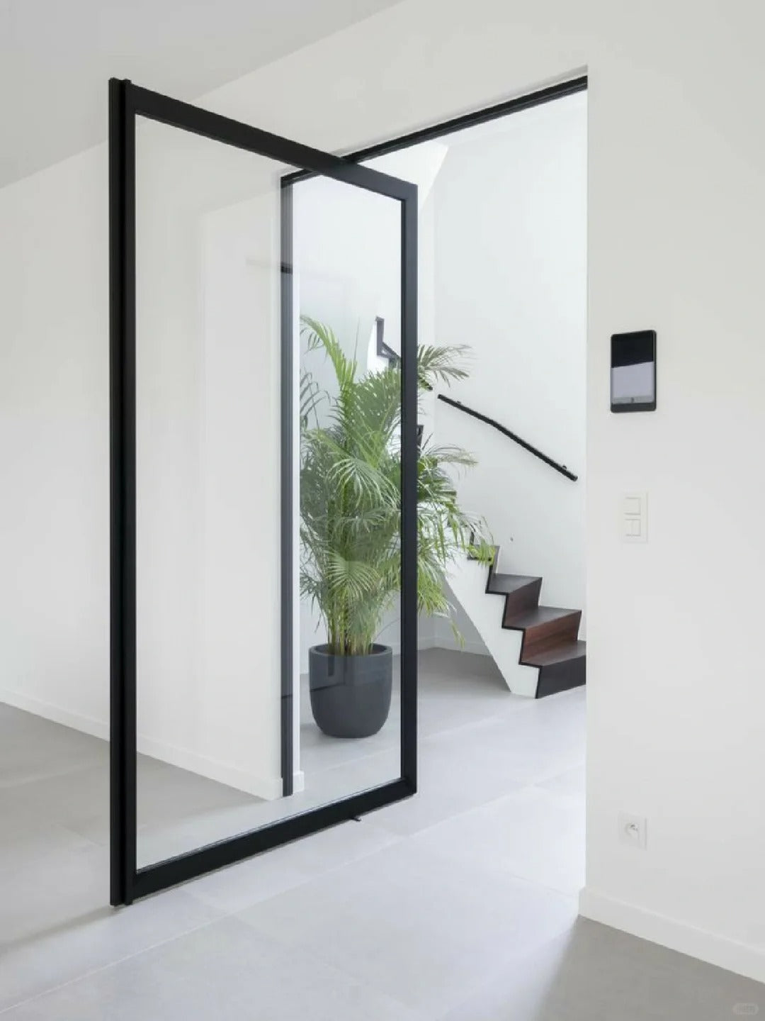 Rothnow aluminum pivot door with clear glass, 16x45 series, white frame, 820mm W x 2220mm H, modern exterior door design