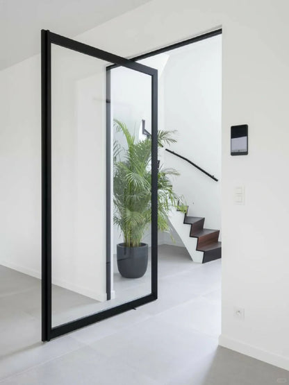 Rothnow aluminum pivot door with clear glass, 16x45 series, white frame, 820mm W x 2220mm H, modern exterior door design