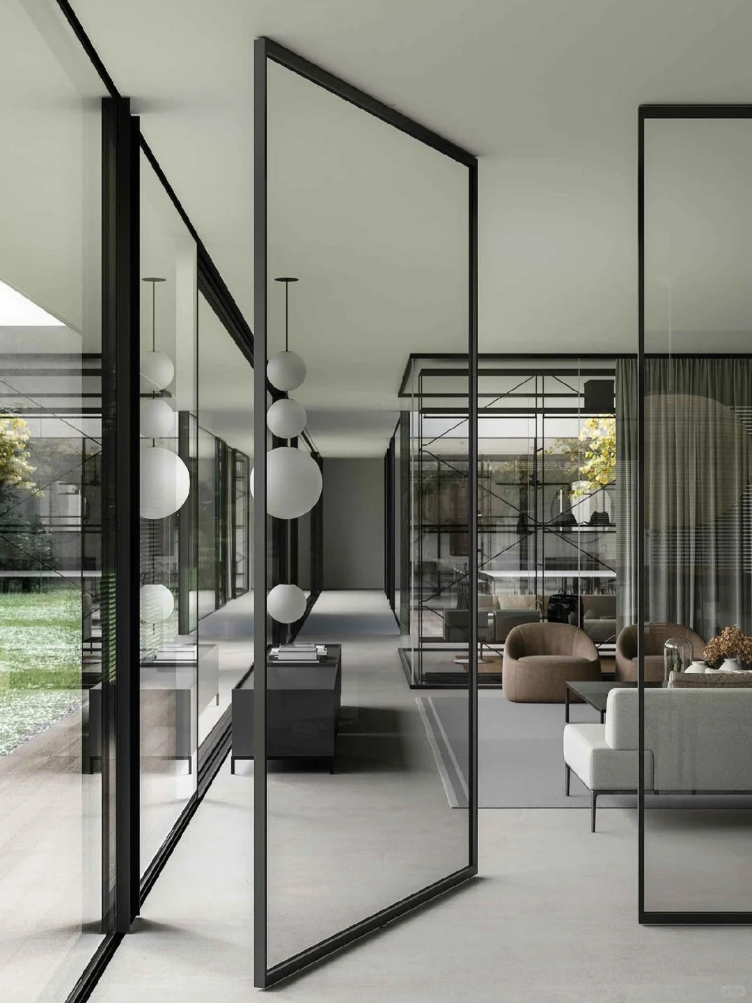 Rothnow® Aluminum Pivot Door with transparent glass, 16x45 series, white finish, 820mm wide by 2220mm high with sleek modern design.