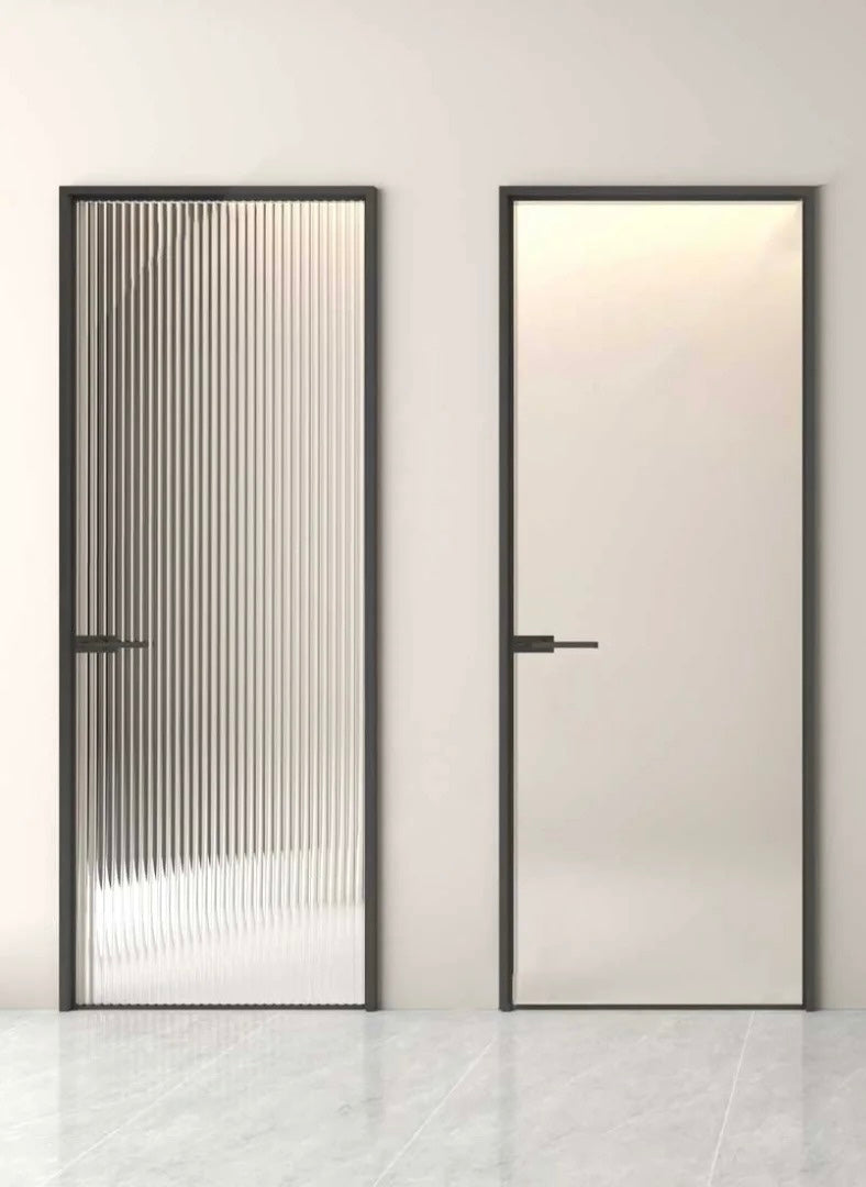 Rothnow aluminum door with clear glass skin, 16x45 series slim frame swing door, white finish, 820mm W x 2220mm H