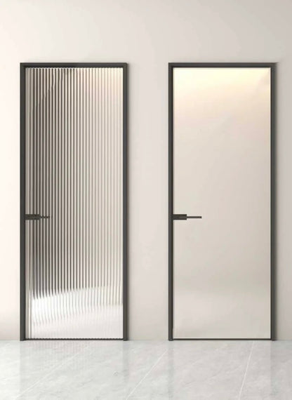 Rothnow aluminum door with clear glass skin, 16x45 series slim frame swing door, white finish, 820mm W x 2220mm H