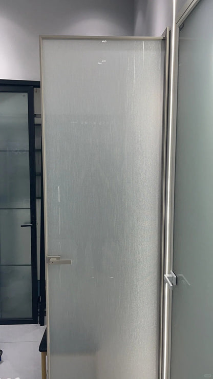 White Rothnow aluminum door with wired glass, 16x45 series, 820mm W x 2220mm H with clear glass skin.