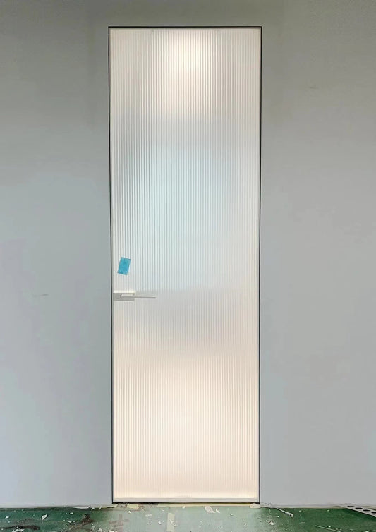 Rothnow® Aluminum Door from 7x45 Series with clear glass skin, white finish, and invisible frame design.