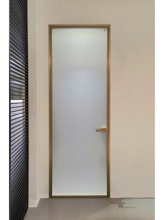 Rothnow® aluminum door from 7x45 series with super slim white frame and clear glass skin, 820mm wide by 2220mm high swinging door.