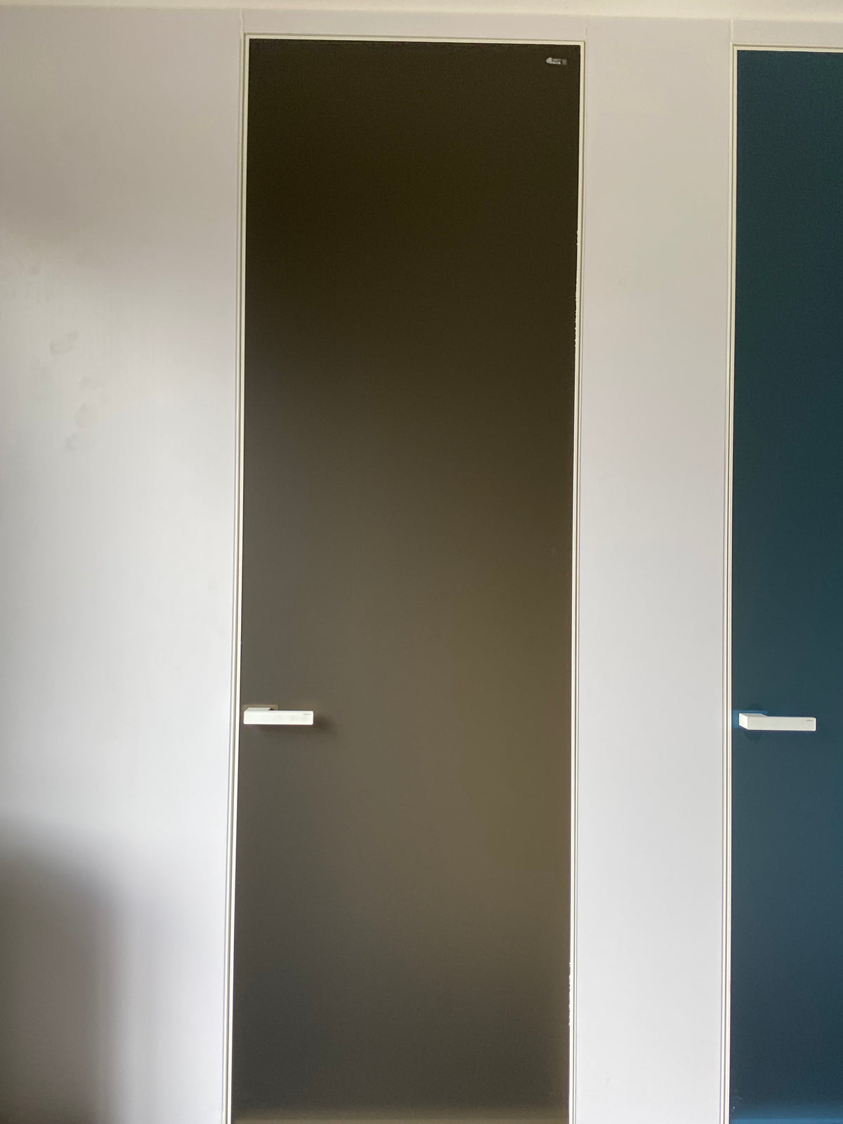 Rothnow® aluminum door with clear glass skin, 7x45 series super slim frame swing door, white finish, 820mm W x 2220mm H