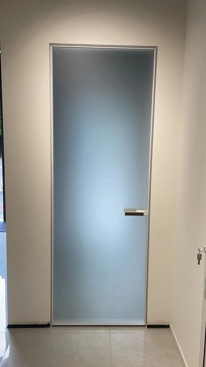 Rothnow® 7x45 Series aluminum swing door with clear glass skin, white super slim frame, dimensions 820mm W x 2220mm H.