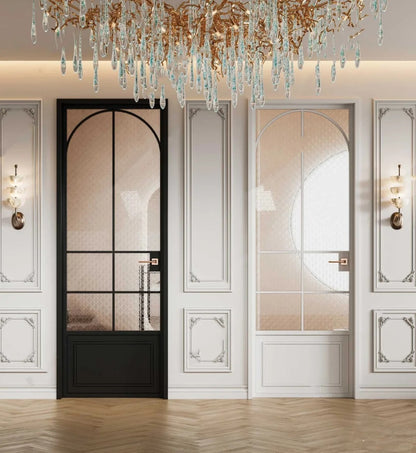 Rothnow® Aluminum Slime Frame Door 16x45 Series French Style Swing Door with clear glass and white finish
