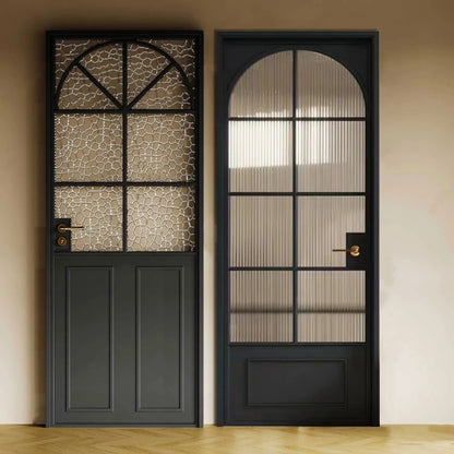 Rothnow® aluminum slime frame French-style swing door with clear glass, 16x45 series, white finish, 820mm W x 2220mm H