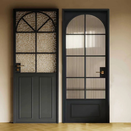 Rothnow® aluminum slime frame French-style swing door with clear glass, 16x45 series, white finish, 820mm W x 2220mm H
