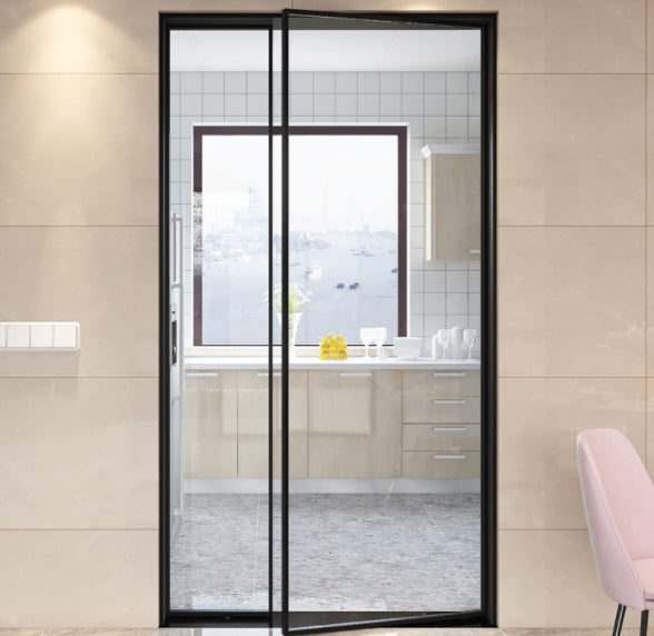 Rothnow French Style Aluminum Swing Door with clear glass, white finish, 16x45 series, without door trims, 820mm by 2220mm tall