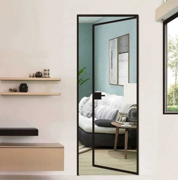 Rothnow French Style Aluminum Swing Door with clear glass, white finish, 16x45 series, without door trims, measuring 820mm W x 2220mm H