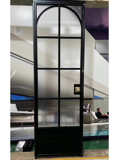 Rothnow French Style Slime Frame Arched Swing Door with clear glass, 16x45 series, white finish, for elegant interior entryway.