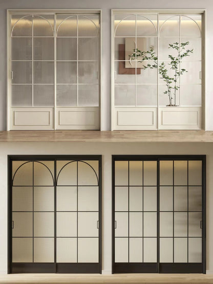 Rothnow French Style Slime Frame Arched Swing Door with clear glass, white finish, 16x45 series, 820mm wide by 2220mm high