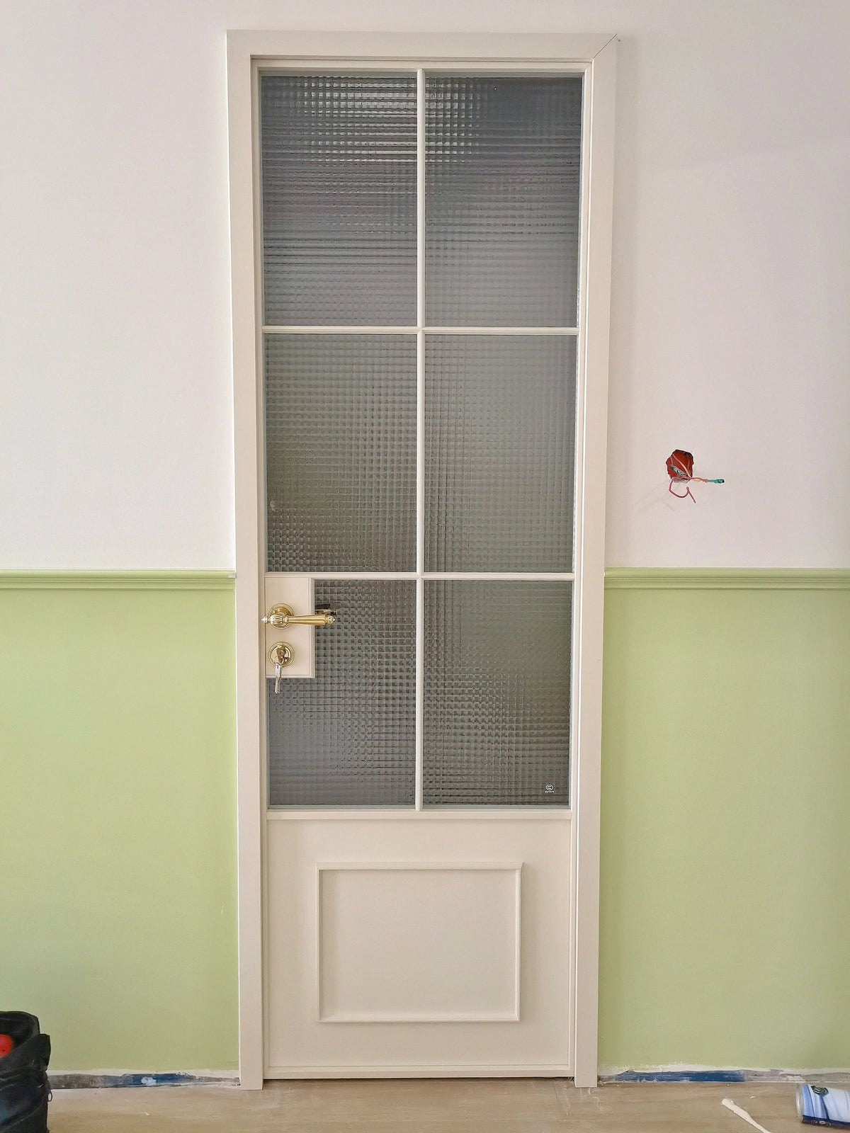 Rothnow French Style Slime Frame Door in white with clear glass, 16x45 series exterior door, durable and elegant design.