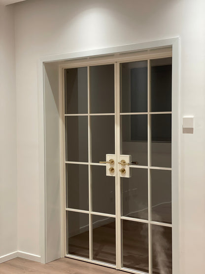 Rothnow® French Style Slime Frame Door in white with clear glass, 16x45 series exterior door, 820mm wide by 2220mm high
