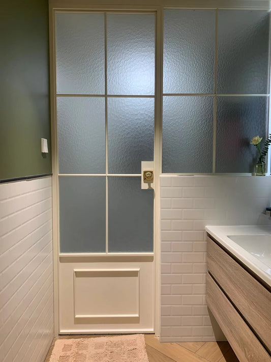 White Rothnow French Style Slime Frame Door with clear glass, 16x45 series exterior door, featuring a sleek, elegant design.
