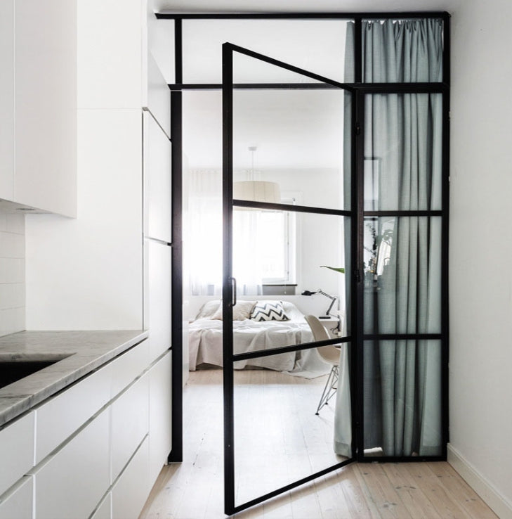 Rothnow French Style Swing Door with lattice decoration, 16x45 series slime frame, clear glass, white finish, 820mm x 2220mm