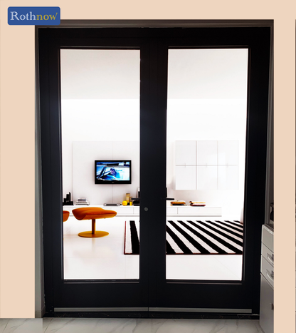 Rothnow Aluminum Door 55 Series, 1.8mm thermal break swing door, black finish, 850mm W x 2190mm H with sleek modern design