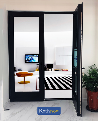 Rothnow Aluminum Door 55 Series, 1.8mm thermal break swing door in black with 850mm width and 2190mm height.