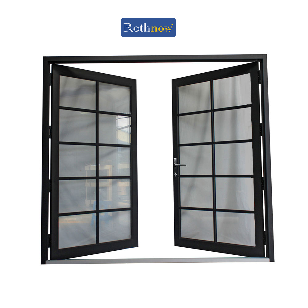 Rothnow French Style Aluminum Door 55 Series, 1.8mm thermal break, black finish, swing door, 850mm W x 2190mm H