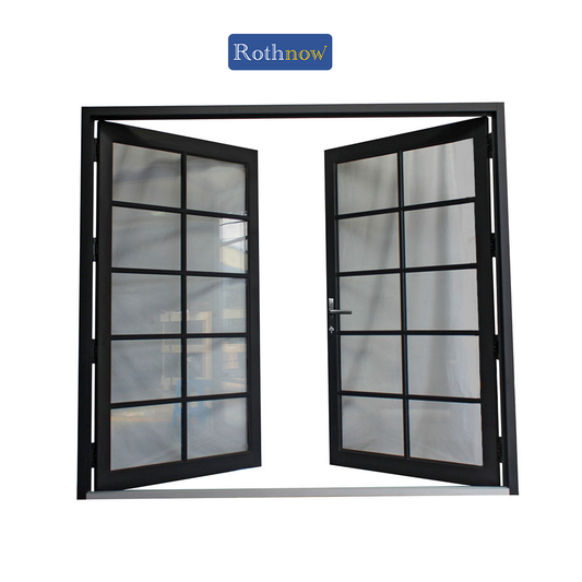 Rothnow French Style Aluminum Door 55 Series, 1.8mm thermal break, black finish, swing door, 850mm W x 2190mm H