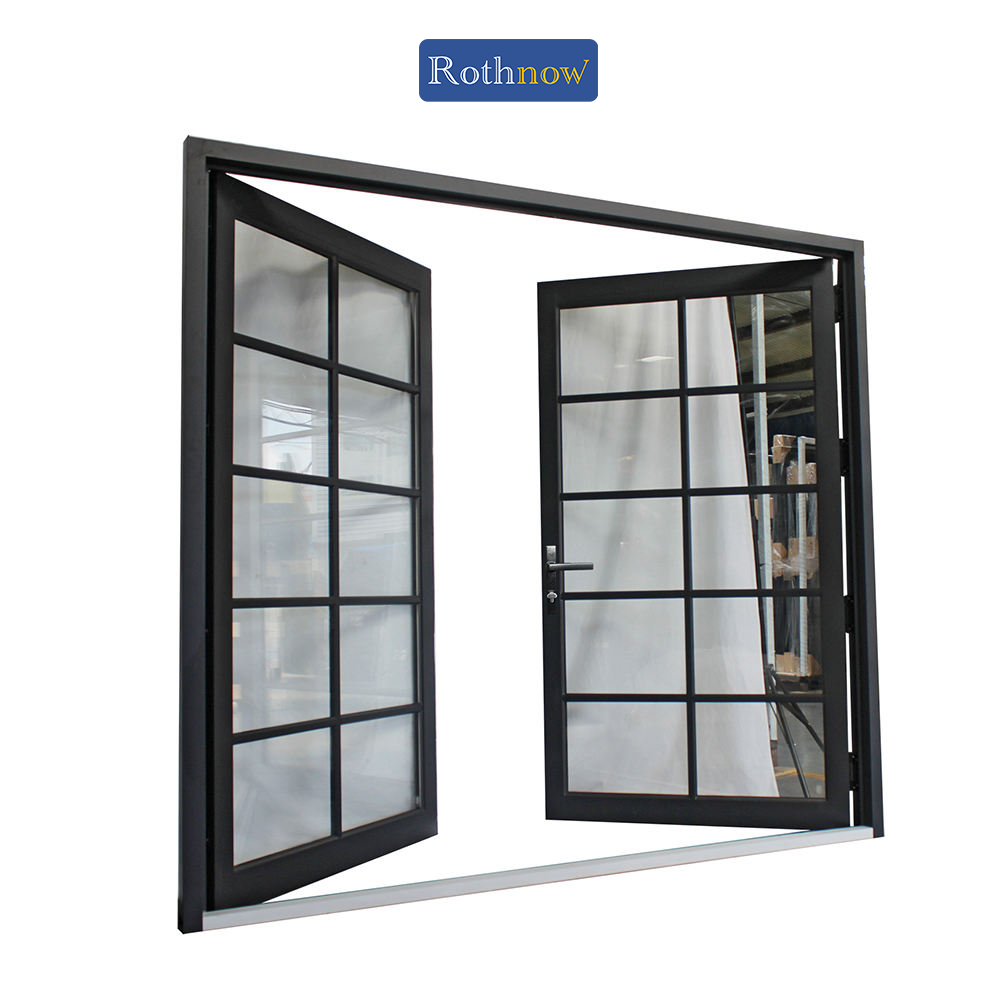 Rothnow French Style Aluminum Door, 55 Series, 1.8mm thermal break, swing door, black finish, 850mm wide by 2190mm high