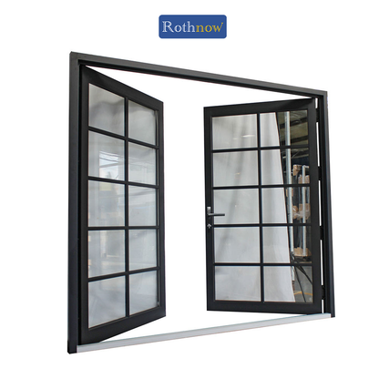 Rothnow French Style Aluminum Door, 55 Series, 1.8mm thermal break, swing door, black finish, 850mm wide by 2190mm high