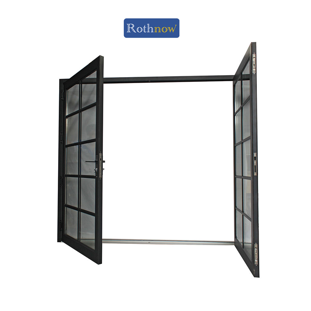 Rothnow French Style Aluminum Door, 55 Series, black finish, thermal break, swing door, 850mm wide by 2190mm high