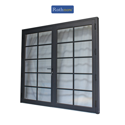 Rothnow® French Style Aluminum Door 55 Series, 1.8mm thermal break, black finish, swing door, 850mm x 2190mm.