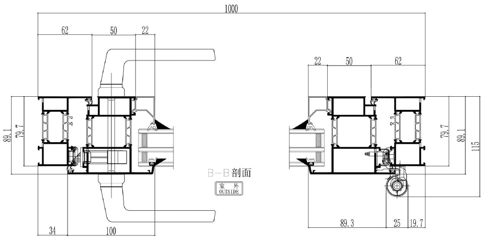 Rothnow Hurricane Proof Aluminum Door K80 Series, 2.0mm thermal break, black swing door, 850mm W x 2190mm H, sturdy and secure.