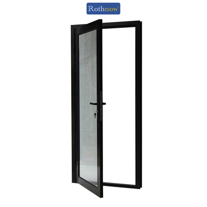 Rothnow Hurricane Proof Aluminum Swing Door K80 Series with thermal break, black finish, 850mm W x 2190mm H, 2.0mm thickness.