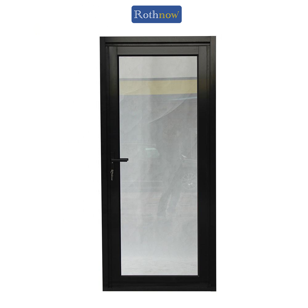 Rothnow® Hurricane Proof Aluminum Door K80 Series, 850mm wide by 2190mm high, with black finish and thermal break swing design.