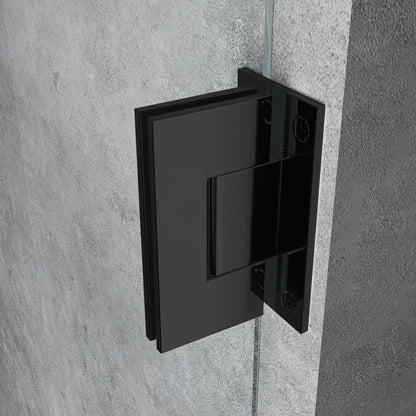Rothnow® black profile hinged shower door for shower panel, 900x900mm, with sleek black frame and clear glass.