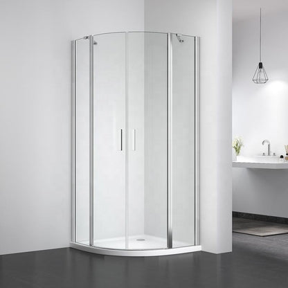 Rothnow® curved hinged shower door in black, 900x2200mm, with sleek glass panels for modern bathroom shower enclosure.