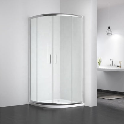 Rothnow® curved black hinged shower door panel, 900x2200mm, with sleek design and clear glass for modern bathroom shower enclosure.