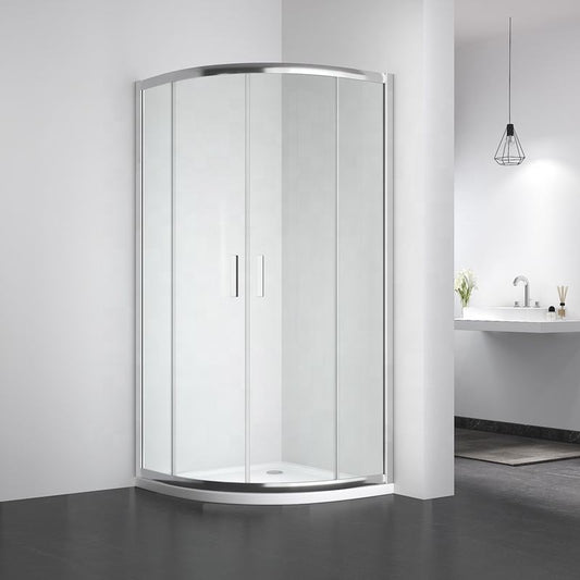Rothnow® curved black hinged shower door panel, 900x2200mm, with sleek design and clear glass for modern bathroom shower enclosure.