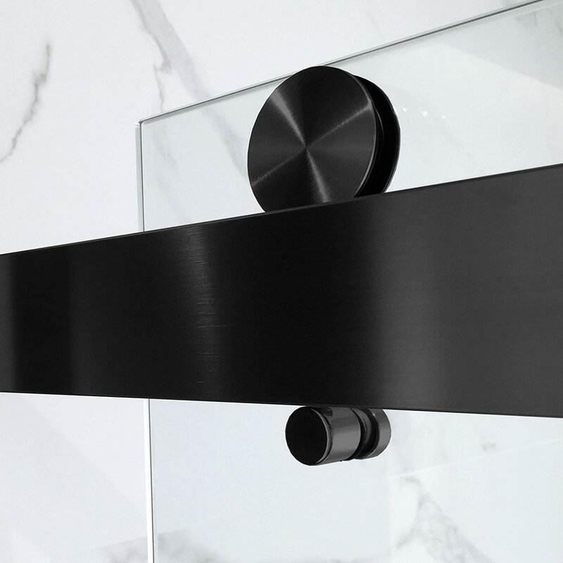 Rothnow North American Style Black Shower Panel with double sliding shower door, 900mm wide by 2200mm high, modern design.
