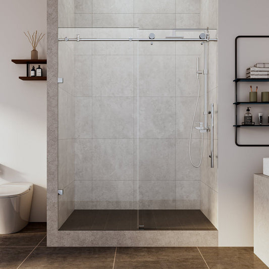 Rothnow North American Style Shower Panel with double sliding doors, black finish, 900mm width, 2200mm height, modern design.