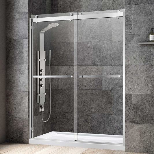 Rothnow North American Style Shower Panel with mirrored double sliding doors, black finish, 900mm width, 2200mm height.