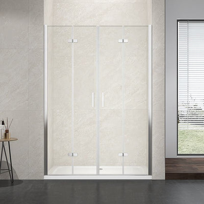Rothnow® black folding shower door with four panels designed for modern shower enclosures, 900mm wide by 2200mm high.