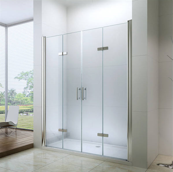 Rothnow® black folding shower door for shower panel, customized layer, 900mm wide by 2200mm high, sleek and modern design