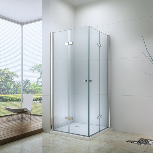 Rothnow® black folding shower door with customized layered design, 900mm wide and 2200mm high, for modern shower enclosures.