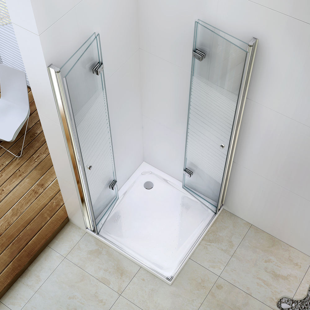 Rothnow® black folding shower door with sleek design, custom layer, installed on a modern shower panel for a stylish bathroom upgrade.